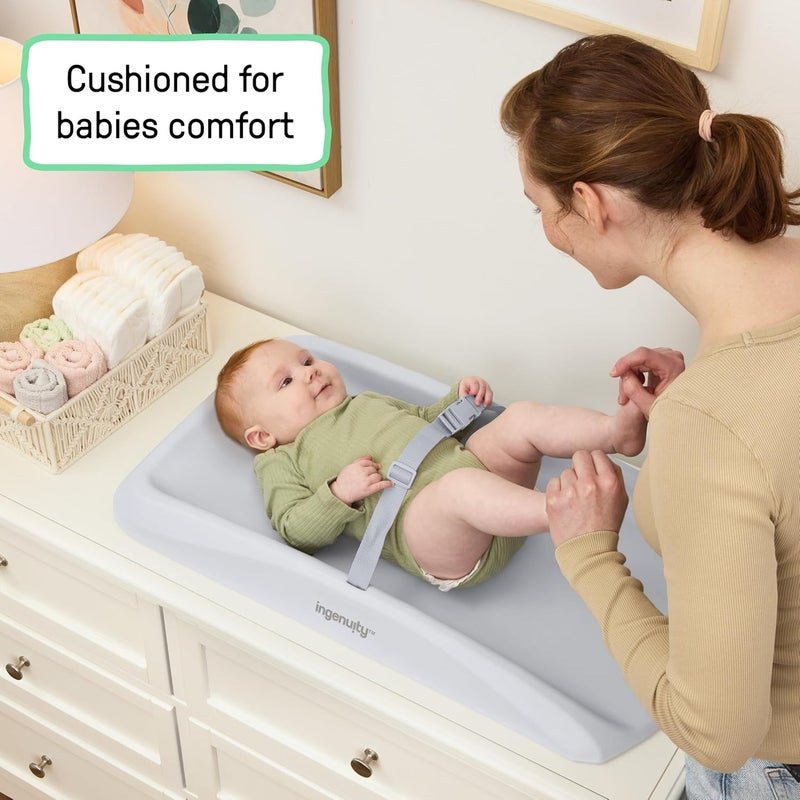 ingenuity Comfy Clean Changing Pad, Waterproof EVA Foam, Easy-Wipe Cushion with Safety Strap & Non-Slip Bottom, Fits Standard 31 in x 17 in Tables, Newborn & Up - Image 4